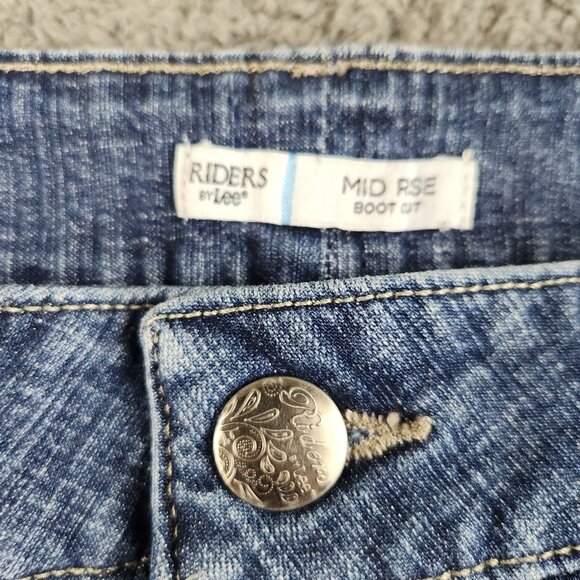 Riders by Lee Mid Rise Bootcut Jeans Womens 12M Curvy Blue Stretch Classic Denim - Picture 9 of 10